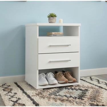 Imagem de Mini Cômoda Com 2 Nichos Multiuso E 2 Gavetas Branco