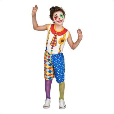 Imagem de Roupa Palhaço Infantil Curta Fantasia Festa Carnaval Menino - Fantasia