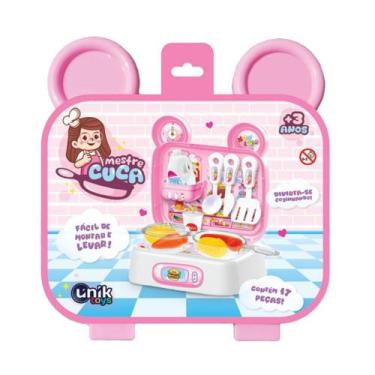 Imagem de Mini Maleta de Brinquedo Cozinha 17 Peças - Rosa - UNIK TOYS