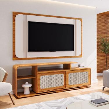Imagem de Rack com Painel para TV Até 75 Polegadas Mozart 2 Portas Marrom/Off White - Viero Móveis
