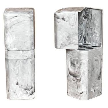 Imagem de Porta Escovas e Creme Dental OEM Kit 2 Pcs Carrara para Organização de Higiene com Encaixe Adesivo Cinza 2 Pcs