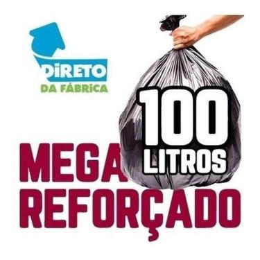 Imagem de Saco de Lixo Mega Reforçado 100 Litros Preto 200 Unidades para Lixeiras de 50 a 70L Higipack