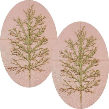 Imagem de Enfeite de Natal Folhas de Natal Decorativas com Glitter Dourado Kit 12 Peças Metálicas 40x15cm