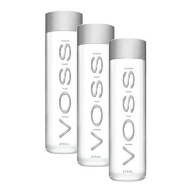 Imagem de Kit 3 Garrafas Água Voss Sem Gás 375ml Original  Mineral Premium Vidro