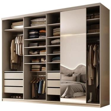 Imagem de Closet Casal 1 Porta de Correr Com Espelho 6 Gavetas 277cm MDF Sonni R
