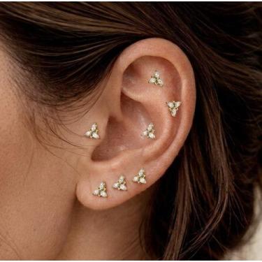 Imagem de Piercing Flor de Luz - Push Pin (Sem Rosca) - Aço Cirúrgico / Ouro PVD