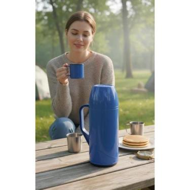Imagem de Garrafa Térmica 500ml Vidro Azul - Mantenha Quente 8h Frio 1 - Congrat