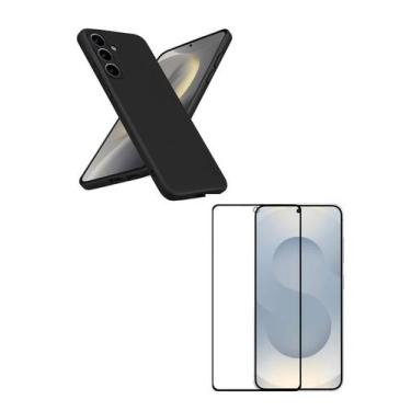 Imagem de Capinha Aveludada Preto + Película 3D Vidro Para Samsung Galaxy S25 FE