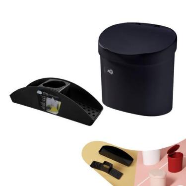 Imagem de Kit Lixeira 4L Com Tampa Organizador De Pia Porta Detergente Cozinha -