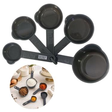 Imagem de Jogo de Xícaras Medidoras 5 Peças para Confeitaria e Cozinha Polipropileno Livre de BPA Cinza Baker's Secret