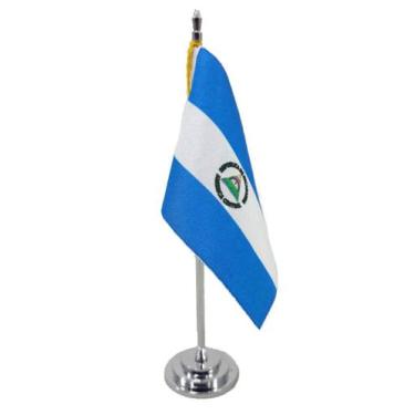 Imagem de Mini Bandeira de Mesa da Nicarágua 15 cm Poliéster - SP Bandeiras 