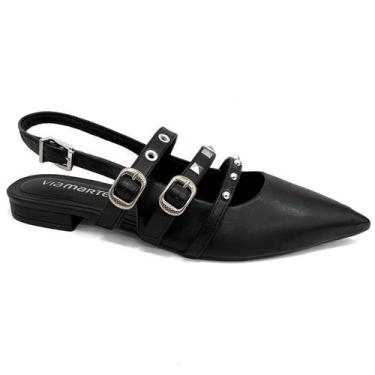 Imagem de Via Marte Sapatilha Slingback Bico Fino 144-007-01 Preto, 38, Preto
