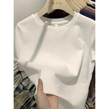Imagem de Camiseta Feminina Y2K Branca de Algodão - Manga Curta - Estilo Sexy, B