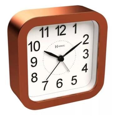 Imagem de Relógio Despertador Quartz Herweg 2644 Silencioso, Luz, Rose Gold Fosc