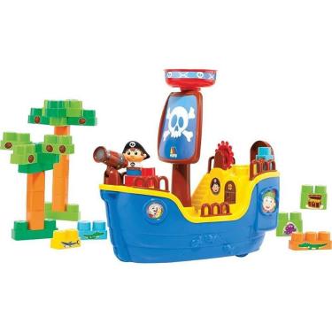 Imagem de Brinquedo Educativo Navio Pirata Baby Land 53 Peças com Blocos de Montar Cardoso Toys