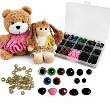 Imagem de Kit Olhos Focinhos e Narizes com Case e Travas para Bonecos, Pelúcias,