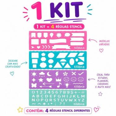 Imagem de Kit Régua Stencil Fun com 4 Unidades -Tilibra -, 1 Kit