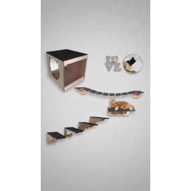 Imagem de Kit Enriquecimento Gatos 7 Pçs Montado Ponte Escada - Congratulations 