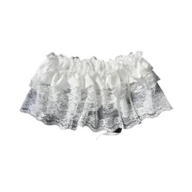 Imagem de Saia De Renda Coreana Com Flores Brancas, Meia Saia De Malha Para O Ve