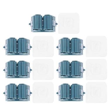 Imagem de LSAR Suporte de parede para vassoura, suporte de esfregão, 7 peças para pendurar na parede, adesivo forte que economiza espaço, uso doméstico, suprimentos para pendurar esfregões, noivos, ferramentas, banheiro (azul escuro)