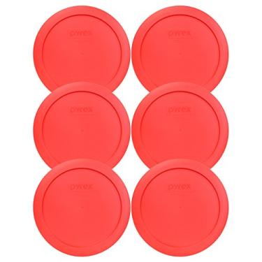 Imagem de Tampa de armazenamento redonda de 4 xícaras Pyrex 7201-PC para tigelas de vidro, Vermelho, 4 Cup, 6