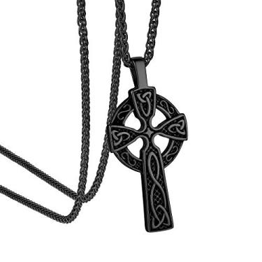 Imagem de GOLDCHIC JEWELRY Colar com pingente de crucifixo da Cruz INRI, colares de medalha milagrosa da Virgem Maria, joia Jesus Cristão, Banhado a preto, Sem Pedra Preciosa