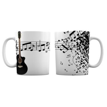 Imagem de Caneca Branca Música Personalizado - Violão Notas Musicais - Gmh Prod.