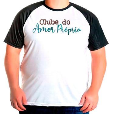 Imagem de Camiseta Masculina Raglan Plus Size Frase Clube Do Amor Proprio