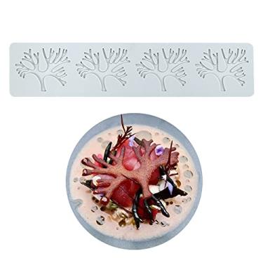 Imagem de Moldes de silicone 3D Moldes de chocolate de folha oca favo de mel molde de doces de abelha padrão de flores molde de fondant topo de bolo decoração de artesanato de açúcar (F_Coral_27,3 * 6,1 * 0,3