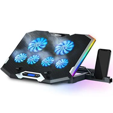 Imagem de TopMate C11 – Base de resfriamento para laptop Silver Wing, ventilador de refrigeração de laptop com iluminação RGB compatível com laptop de 11 – 17,3 polegadas, 6 ventiladores de vento forte e 7 modos de iluminação de ângulo ajustável