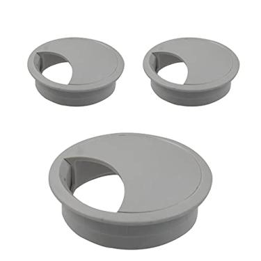 Imagem de Kit Passa Fio 60mm X 20mm 3x para Mesa e Mobiliário (Cinza)