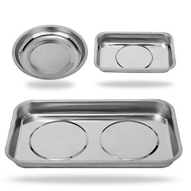 Imagem de Suporte magnético para bandeja de 3 peças/aço inoxidável/para soquete, parafusos de porcas, peças de metal/ímã extra forte, bandeja grossa