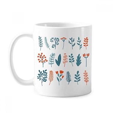 Imagem de Caneca de Natal colorida com ilustração de folha de planta cerâmica xícara de porcelana de café louça