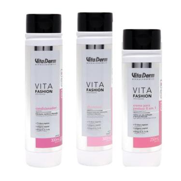Imagem de Kit Vita Fashion Com 3 Produtos Vita Derm (Shampoo, Condicionador E Cr
