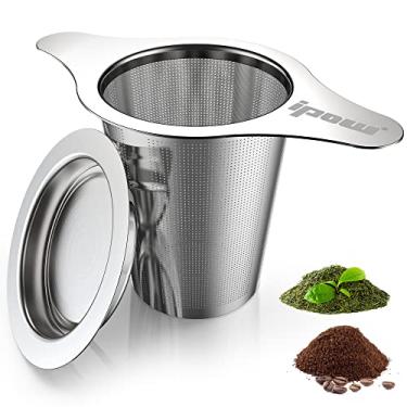 Imagem de IPOW Upgraded 18/8 Stainless Steel Tea and Coffee Infuser Fine Mesh Filters Tea Strainer Steeper Double Handles for Hanging on Teapots, Mugs, Cups to steep Loose Leaf Tea and Coffee