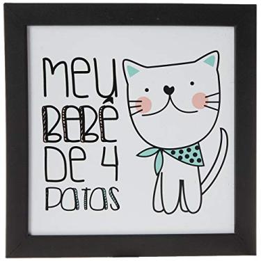 Imagem de Arte Maníacos Quadro Decorativo Meu Bebê de 4 Patas Gato - 20x20cm (Moldura em laca preta)