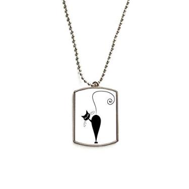 Imagem de DIYthinker Colar com pingente de corrente de aço inoxidável, desenho de animal de Halloween, gato preto
