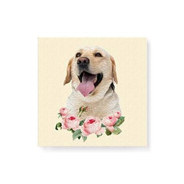Imagem de Arte Maníacos Quadro Decorativo em Tela Canvas Labrador Flores - 50x50cm