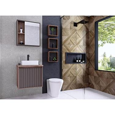 Imagem de Espelheira para Banheiro 60cm 1 Porta Alice Darabas Agardi Marrom