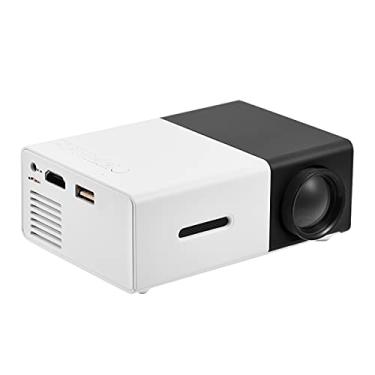 Imagem de Mini Projetor, Projetor de Vídeo para Home Theater 1080P, Projetor LED Portátil de 600lm, Suporte para Entrada HDMI AV USB, Alto-falantes Estéreo Integrados, para Caixa de TV, (Preto e branco)
