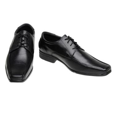 Imagem de Sapato Social Masculino Cadarço Couro Conforto Bico Quadrado