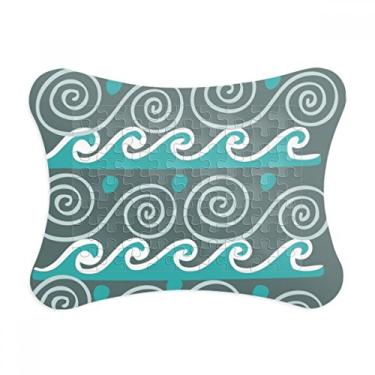 Imagem de Moldura de quebra-cabeça Blue Wave Totems Civilização Antiga Onda do México Enfeite de jogo de quebra-cabeça