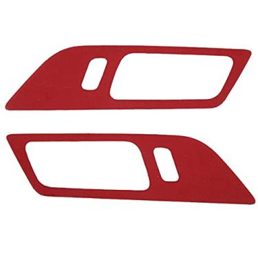 Imagem de Shanrya Capa de maçaneta interna, adesivo prático 2 peças substituição da moldura da maçaneta interna da moda para 2015-2021 LHD para decoração (vermelho)