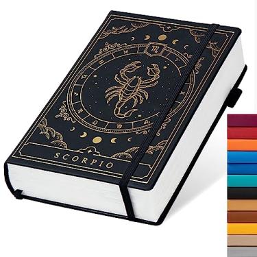Imagem de TIEFOSSI Caderno de diário pontilhado Constelações-A5 com papel de 100gsm 400 páginas, organizador de balas de capa dura para mulheres, homens, adolescentes (Escorpião)