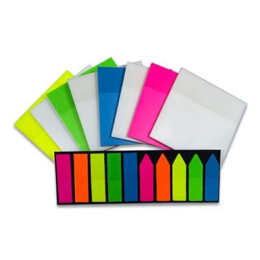 Imagem de 600 peças de abas adesivas transparentes para notas autoacinzentadas papéis de anotação coloridos etiquetas de índice de livro marca de página para escola escritório notas adesivas fluorescentes nas