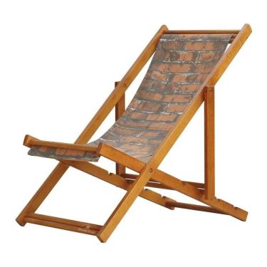 Imagem de Espreguiçadeira Preguiçosa Dobrável sem Braço Envernizada Tijolos