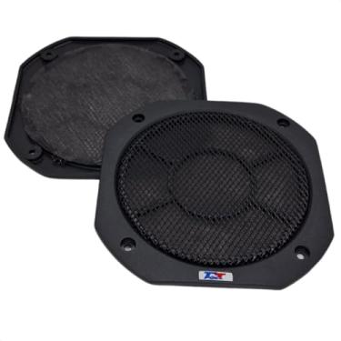 Imagem de Par De Tela Classica Para Alto Falante 6 Polegadas Vintage Cor Preta Grade Plastico Premier Com Forro de Luxo Hexagonal Retro para carro; TNT Full Som Automotivo