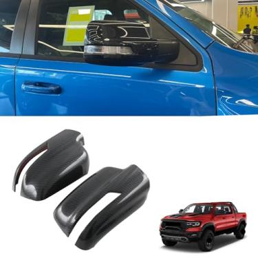 Imagem de Acabamento da tampa do espelho retrovisor lateral para Dodge Ram 1500 TRX 2023 2024 2025 (fibra de carbono)