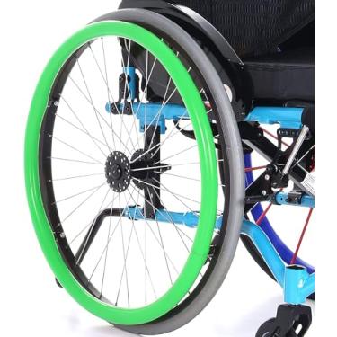 Imagem de YANIWAX Capas de aro para cadeira de rodas traseiras, antiderrapante e resistente ao desgaste, proteção para anel de pressão, acessórios para melhorar aderência e tração (55,88 cm, verde)