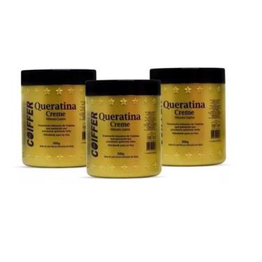 Imagem de kit combo3 unidades queratina creme coiffer 500g